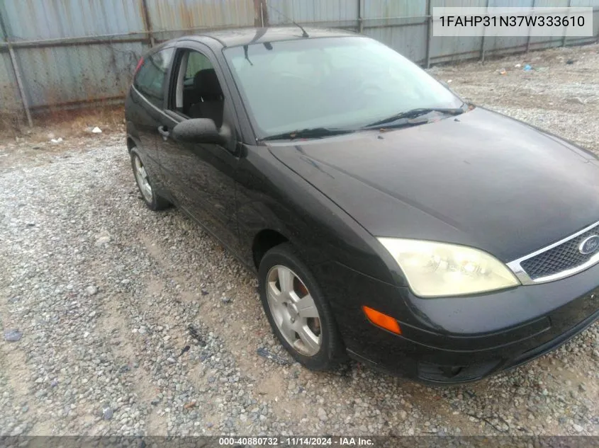 2007 Ford Focus S/Se/Ses VIN: 1FAHP31N37W333610 Lot: 40880732