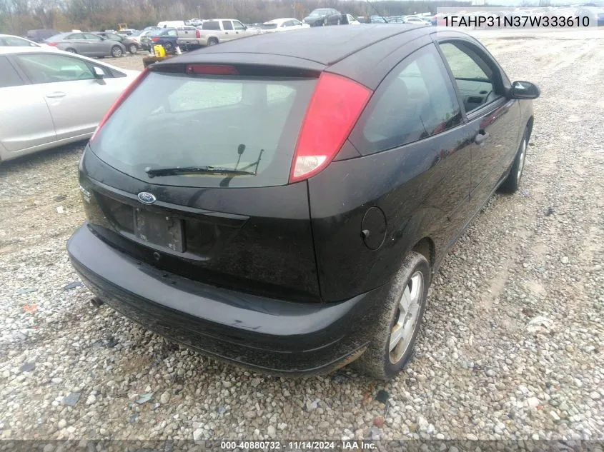 2007 Ford Focus S/Se/Ses VIN: 1FAHP31N37W333610 Lot: 40880732