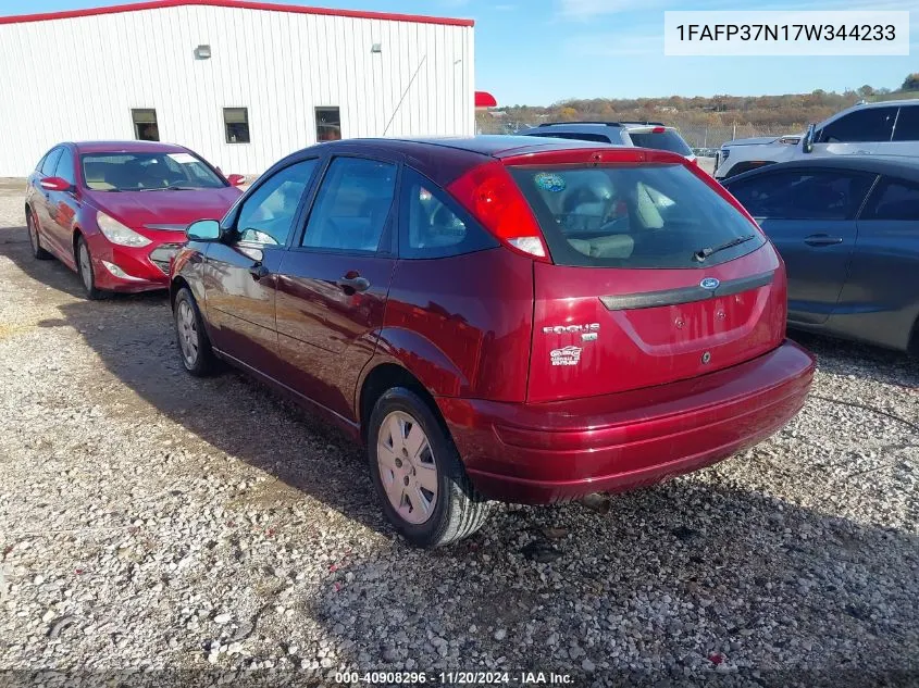 2007 Ford Focus S/Se/Ses VIN: 1FAFP37N17W344233 Lot: 40908296