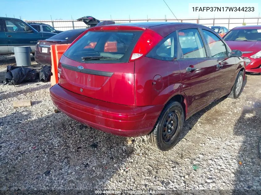 2007 Ford Focus S/Se/Ses VIN: 1FAFP37N17W344233 Lot: 40908296