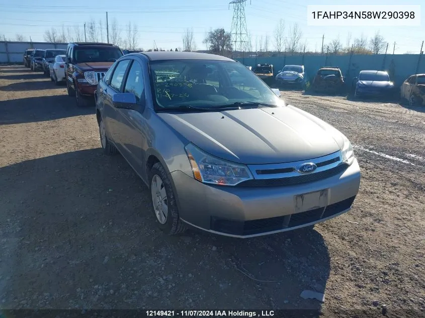 2008 Ford Focus VIN: 1FAHP34N58W290398 Lot: 12149421