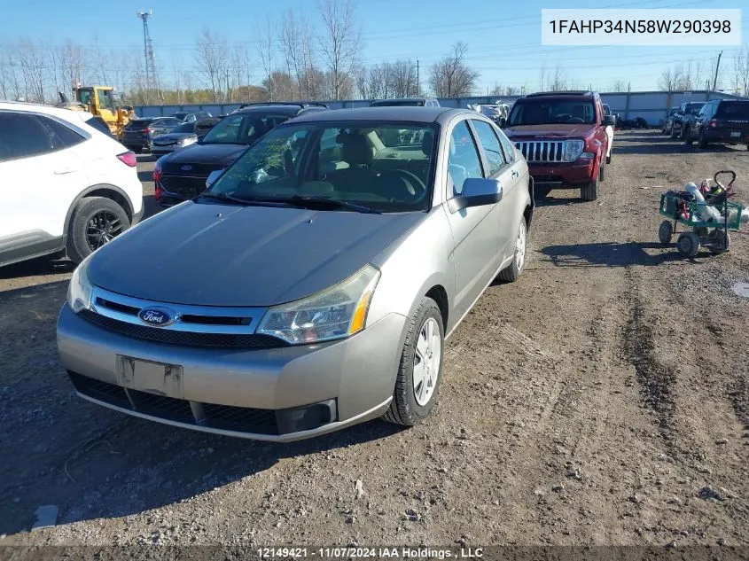 2008 Ford Focus VIN: 1FAHP34N58W290398 Lot: 12149421