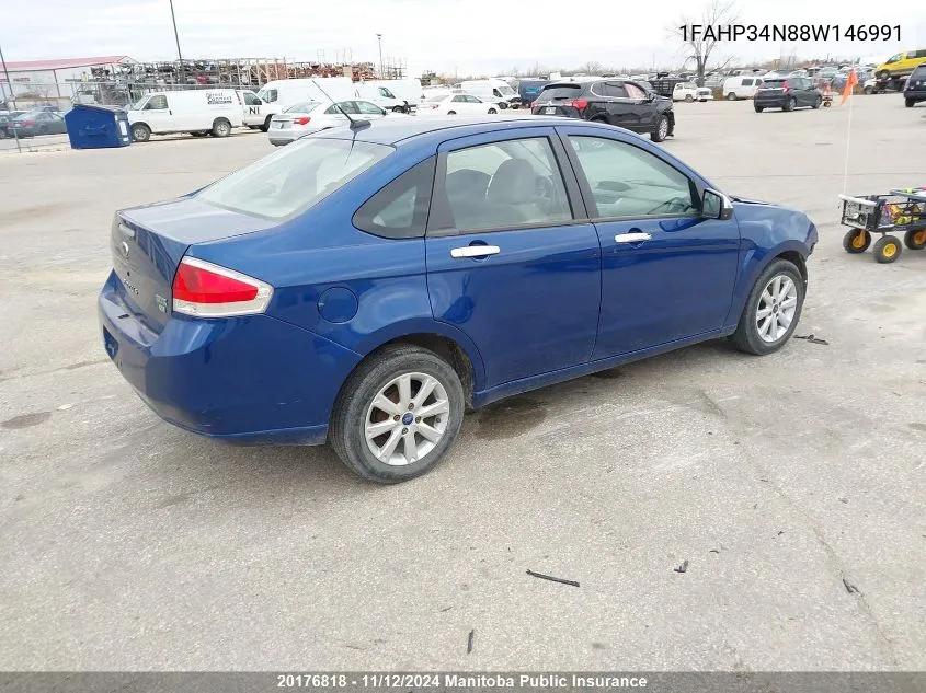 2008 Ford Focus Se VIN: 1FAHP34N88W146991 Lot: 20176818