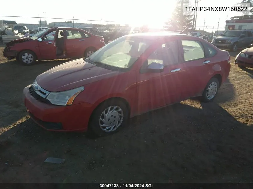 2008 Ford Focus S/Se VIN: 1FAHP34NX8W160522 Lot: 30047138