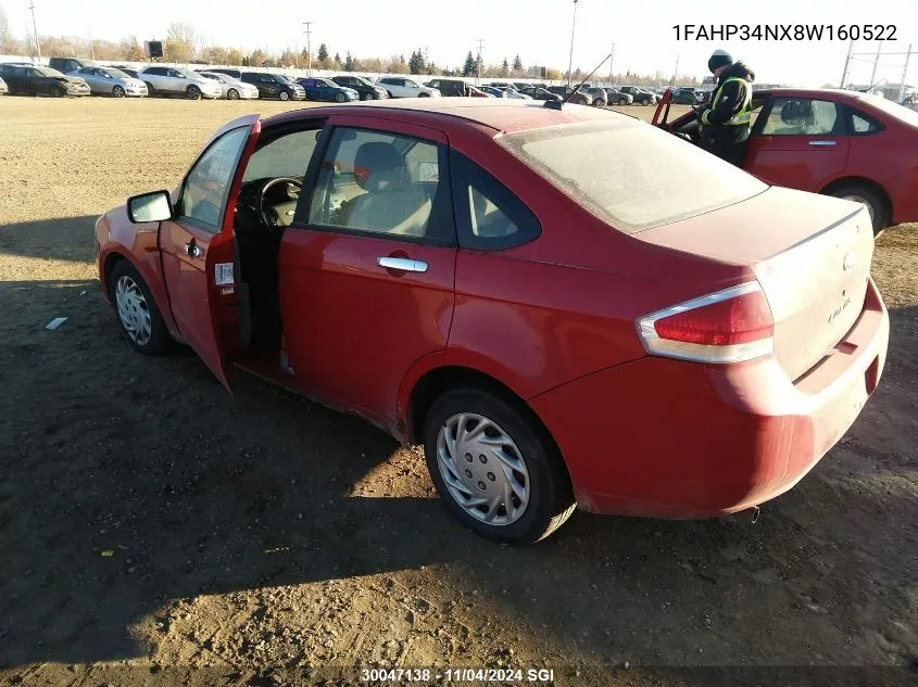 2008 Ford Focus S/Se VIN: 1FAHP34NX8W160522 Lot: 30047138