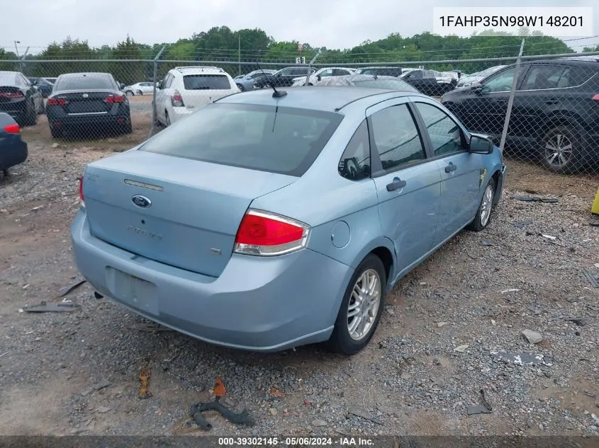 2008 Ford Focus Se/Ses VIN: 1FAHP35N98W148201 Lot: 39302145