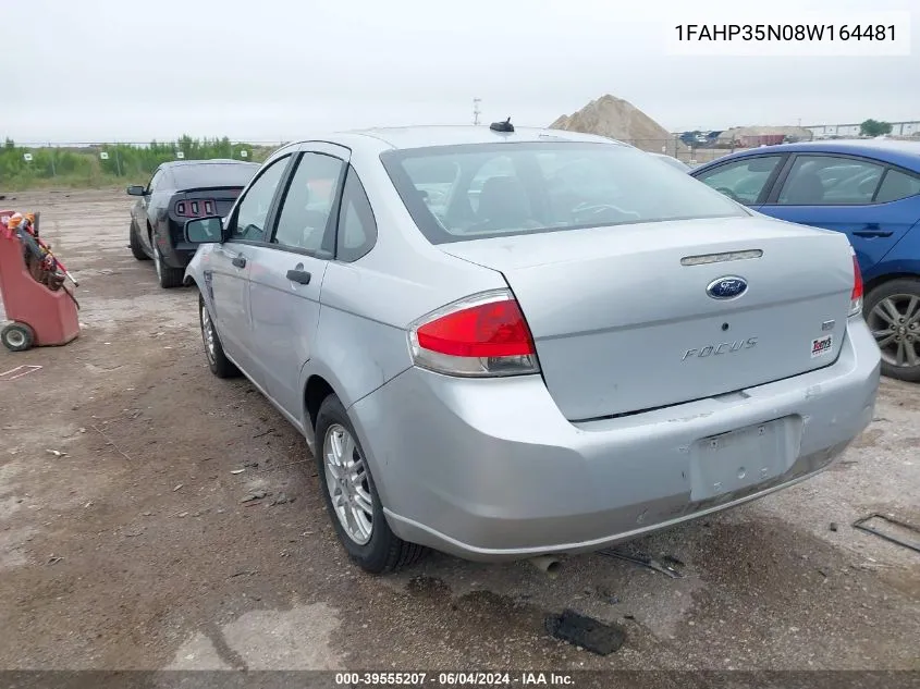 2008 Ford Focus Se/Ses VIN: 1FAHP35N08W164481 Lot: 39555207