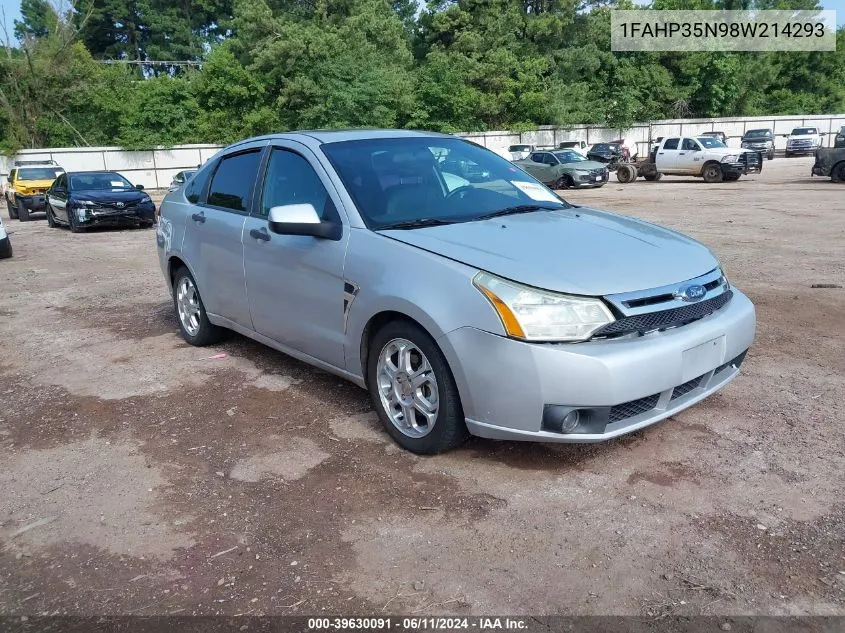 2008 Ford Focus Se/Ses VIN: 1FAHP35N98W214293 Lot: 39630091