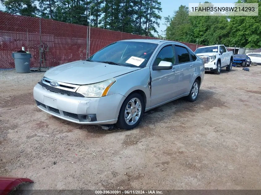 2008 Ford Focus Se/Ses VIN: 1FAHP35N98W214293 Lot: 39630091