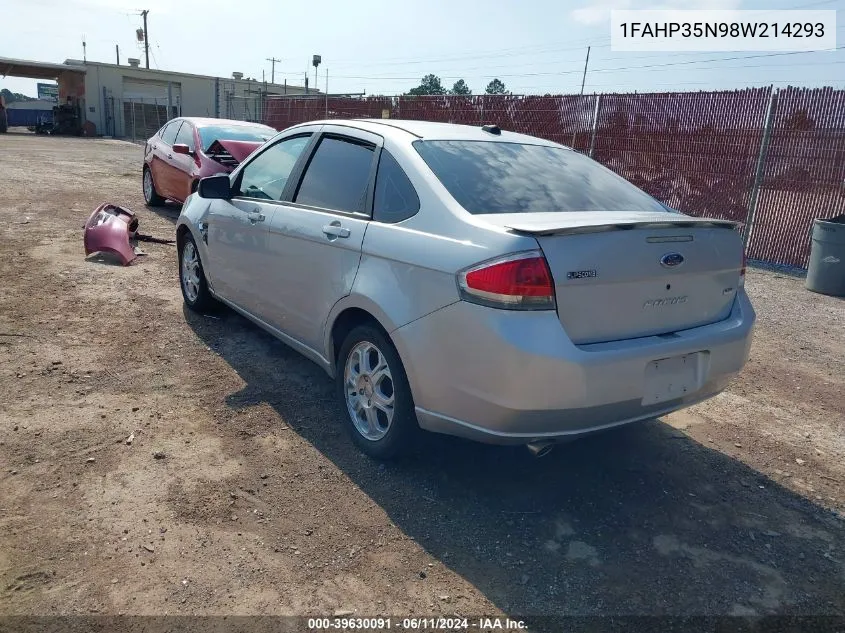 2008 Ford Focus Se/Ses VIN: 1FAHP35N98W214293 Lot: 39630091