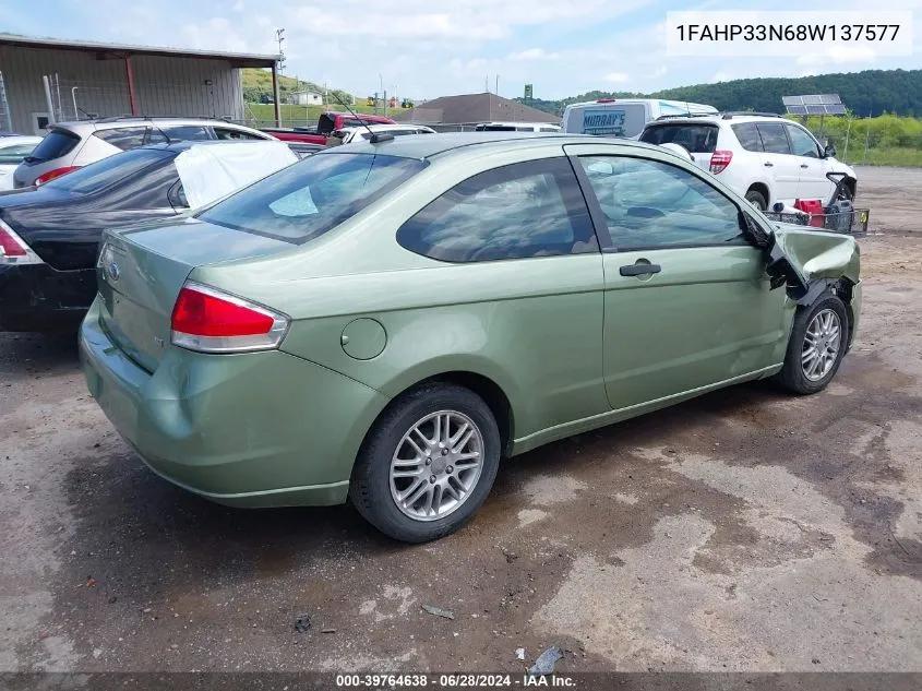 2008 Ford Focus Se/Ses VIN: 1FAHP33N68W137577 Lot: 39764638