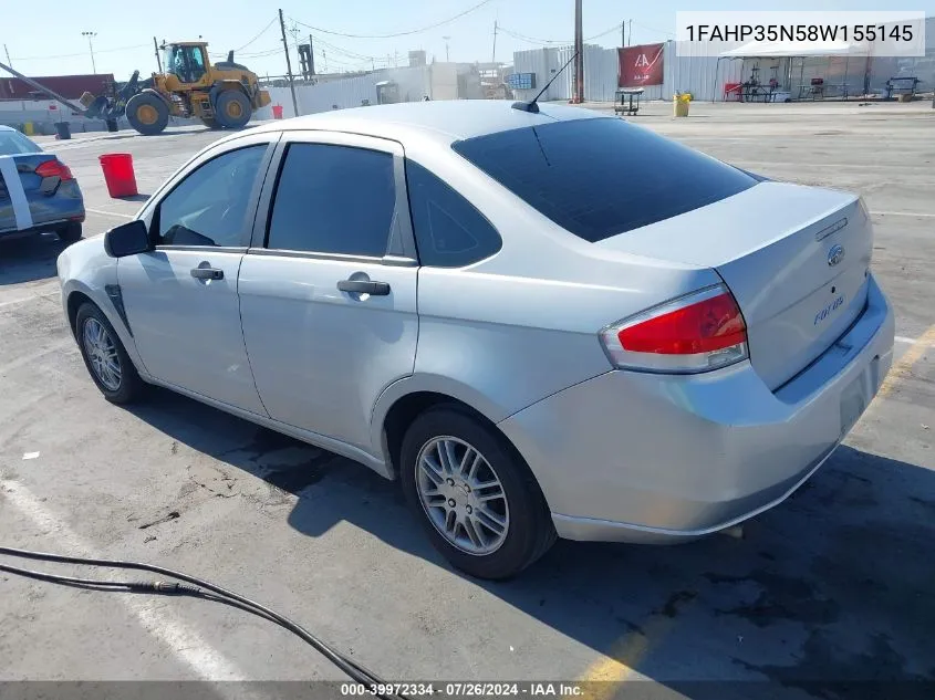 2008 Ford Focus Se/Ses VIN: 1FAHP35N58W155145 Lot: 39972334