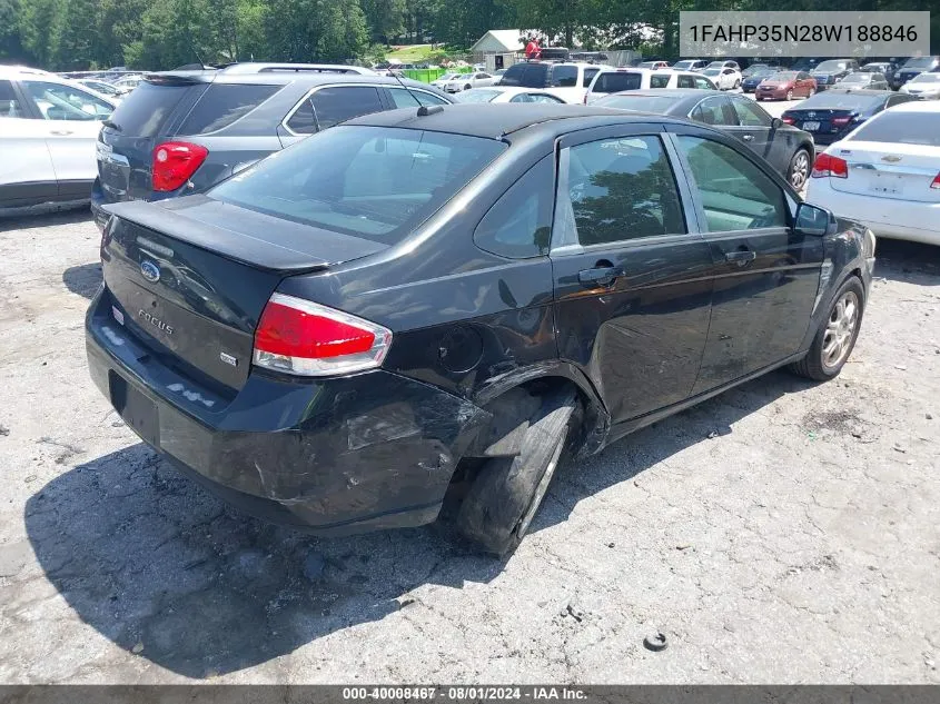 2008 Ford Focus Se/Ses VIN: 1FAHP35N28W188846 Lot: 40008467