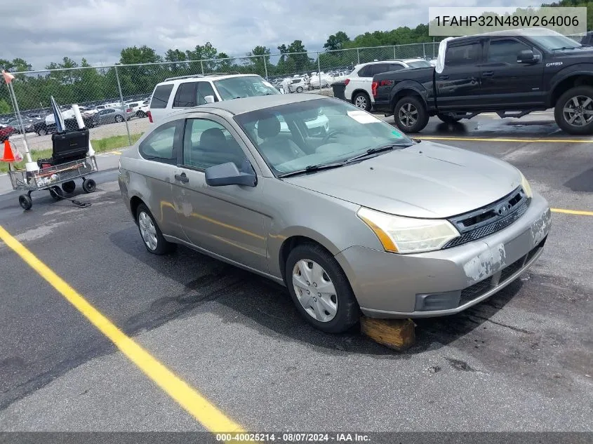 2008 Ford Focus S VIN: 1FAHP32N48W264006 Lot: 40025214