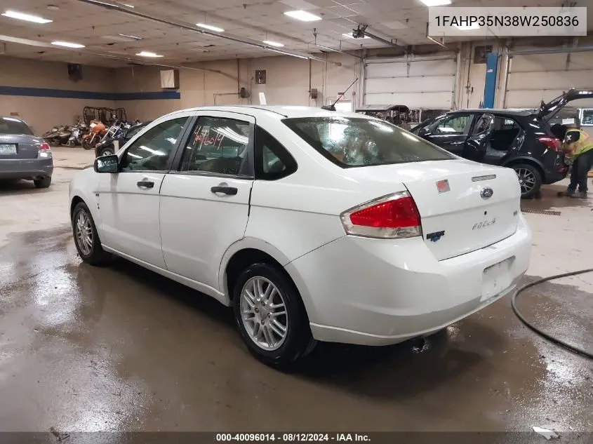 2008 Ford Focus Se/Ses VIN: 1FAHP35N38W250836 Lot: 40096014