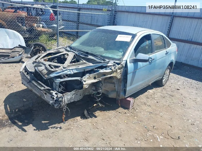 2008 Ford Focus Se/Ses VIN: 1FAHP35N88W108241 Lot: 40145402