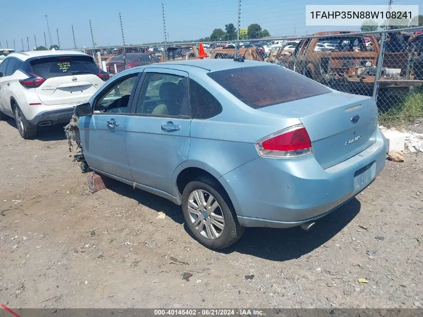 2008 Ford Focus Se/Ses VIN: 1FAHP35N88W108241 Lot: 40145402