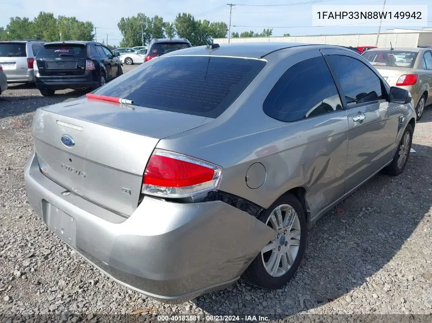 2008 Ford Focus Se/Ses VIN: 1FAHP33N88W149942 Lot: 40183581