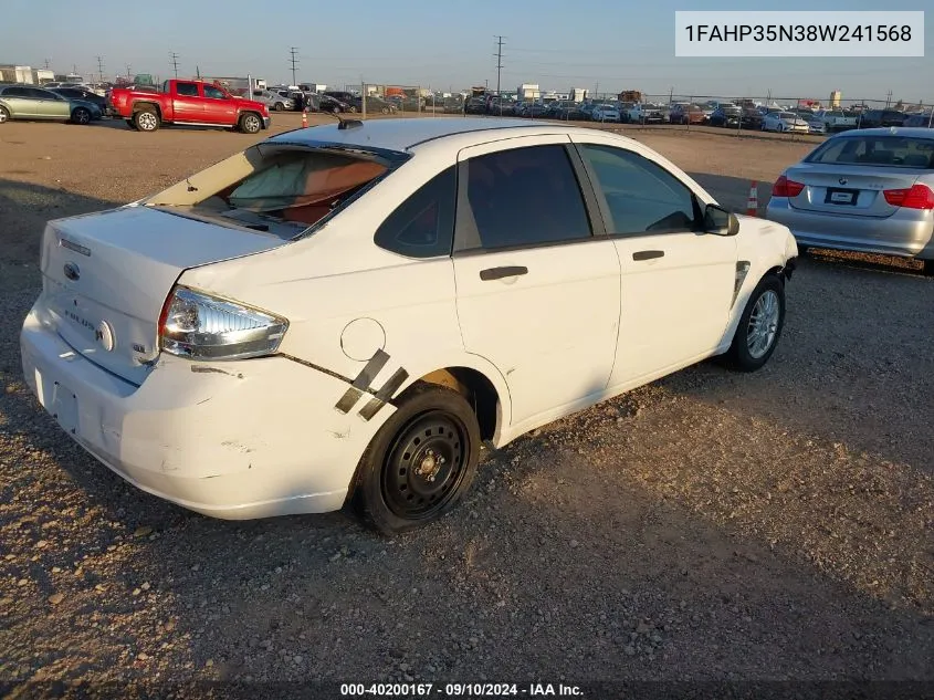 2008 Ford Focus Se/Ses VIN: 1FAHP35N38W241568 Lot: 40200167