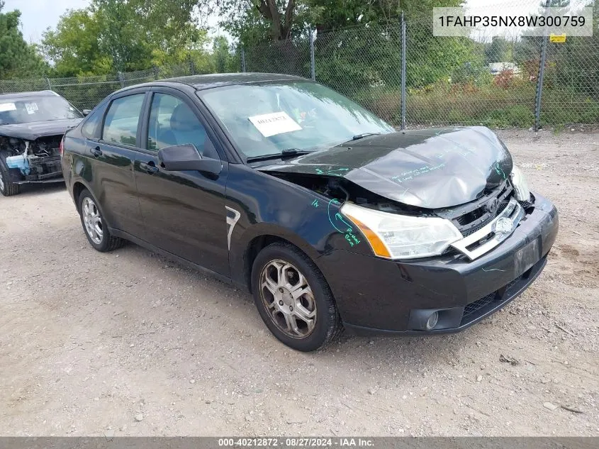 2008 Ford Focus Se/Ses VIN: 1FAHP35NX8W300759 Lot: 40212872