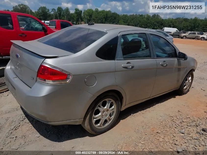 2008 Ford Focus Se/Ses VIN: 1FAHP35N98W231255 Lot: 40232759