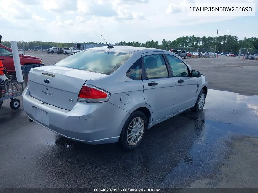 2008 Ford Focus Se/Ses VIN: 1FAHP35N58W254693 Lot: 40237393