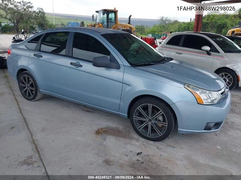 2008 Ford Focus S VIN: 1FAHP34N88W298026 Lot: 40249321