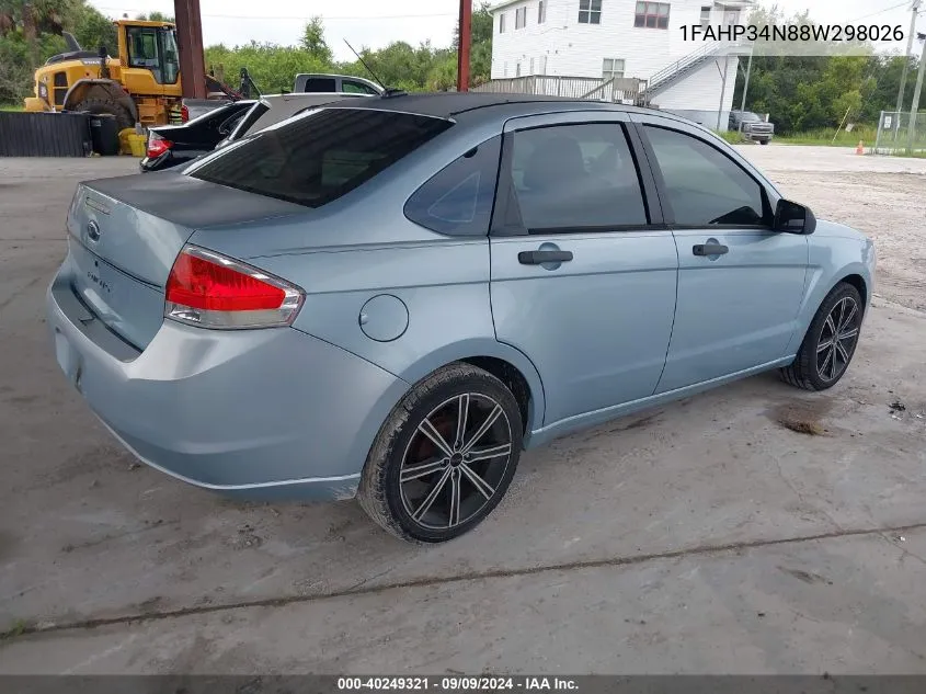 2008 Ford Focus S VIN: 1FAHP34N88W298026 Lot: 40249321