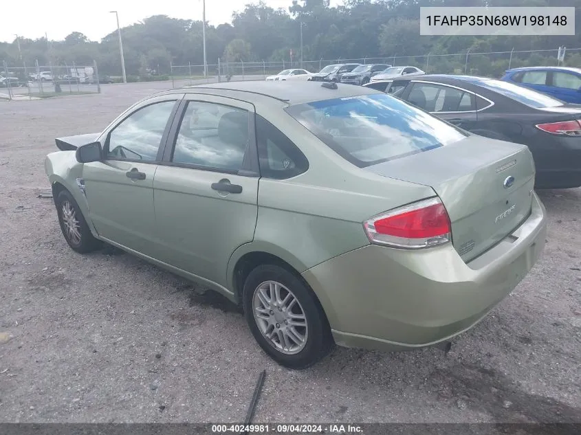 2008 Ford Focus Se/Ses VIN: 1FAHP35N68W198148 Lot: 40249981