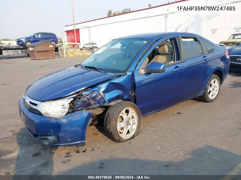 2008 Ford Focus Se/Ses VIN: 1FAHP35N78W247485 Lot: 40279526