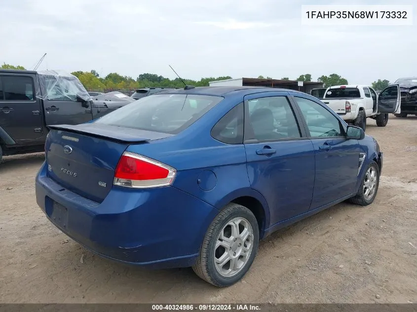 2008 Ford Focus Se/Ses VIN: 1FAHP35N68W173332 Lot: 40324986