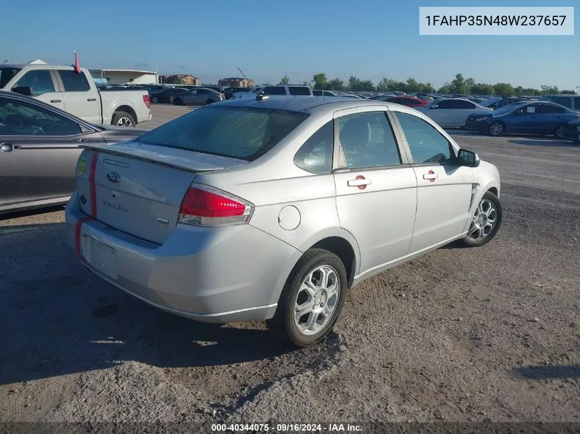 2008 Ford Focus Se/Sel/Ses VIN: 1FAHP35N48W237657 Lot: 40344075