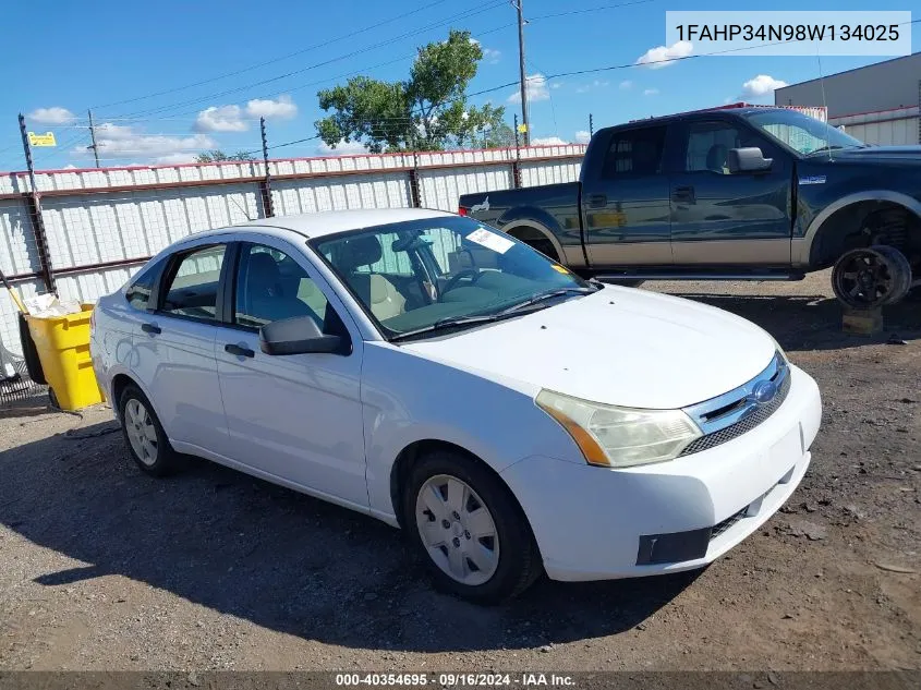 2008 Ford Focus S VIN: 1FAHP34N98W134025 Lot: 40354695