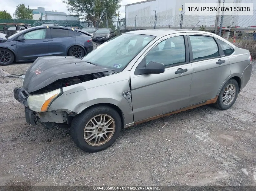 2008 Ford Focus Se/Ses VIN: 1FAHP35N48W153838 Lot: 40358584