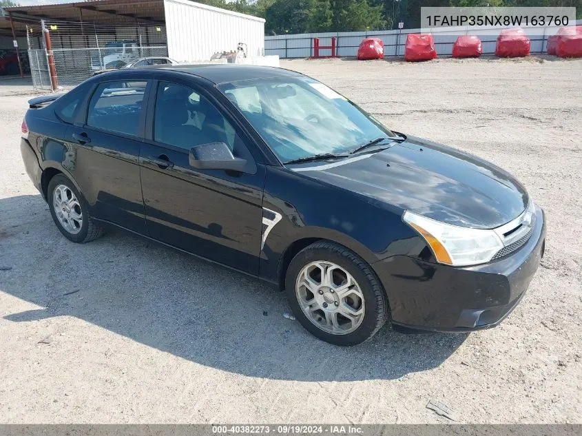 2008 Ford Focus Se/Ses VIN: 1FAHP35NX8W163760 Lot: 40382273