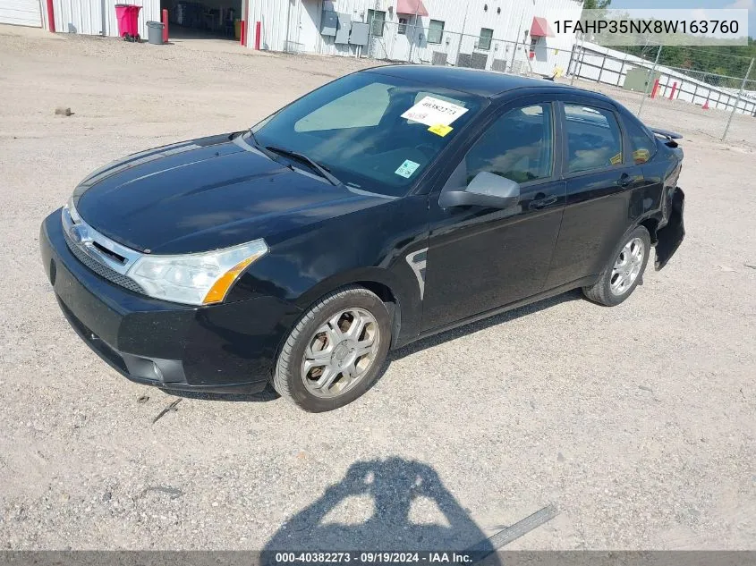 2008 Ford Focus Se/Ses VIN: 1FAHP35NX8W163760 Lot: 40382273