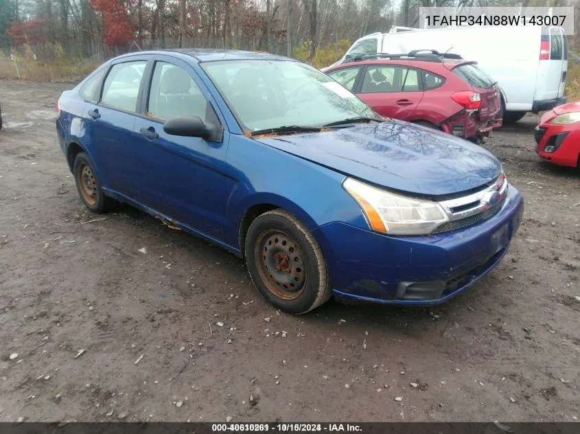 2008 Ford Focus S VIN: 1FAHP34N88W143007 Lot: 40610261