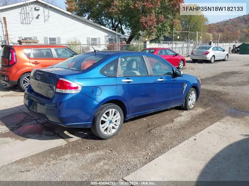 2008 Ford Focus Se/Ses VIN: 1FAHP35N18W182133 Lot: 40694293