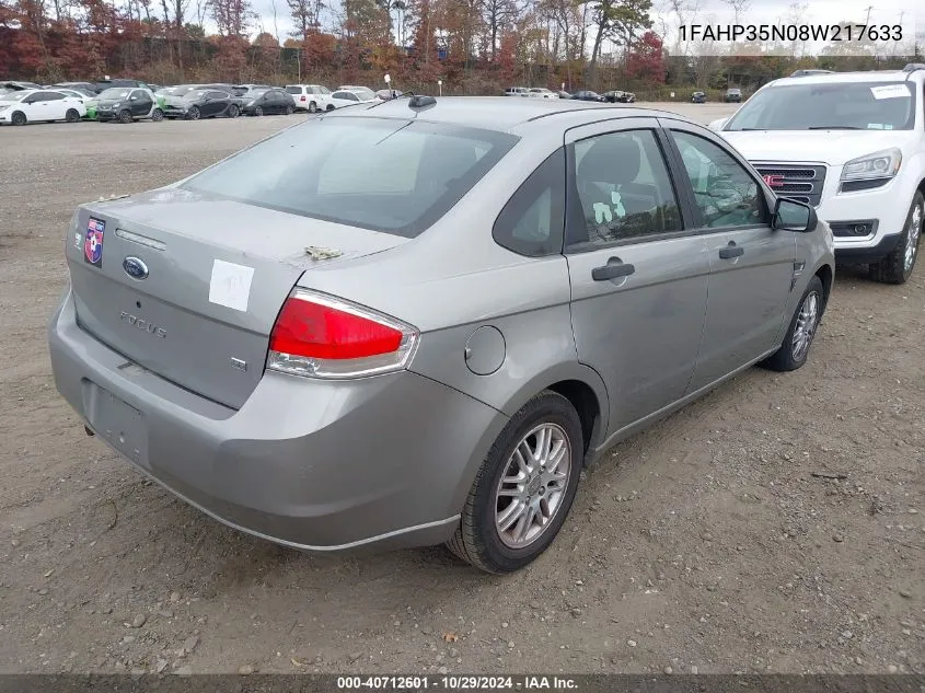 2008 Ford Focus Se/Ses VIN: 1FAHP35N08W217633 Lot: 40712601