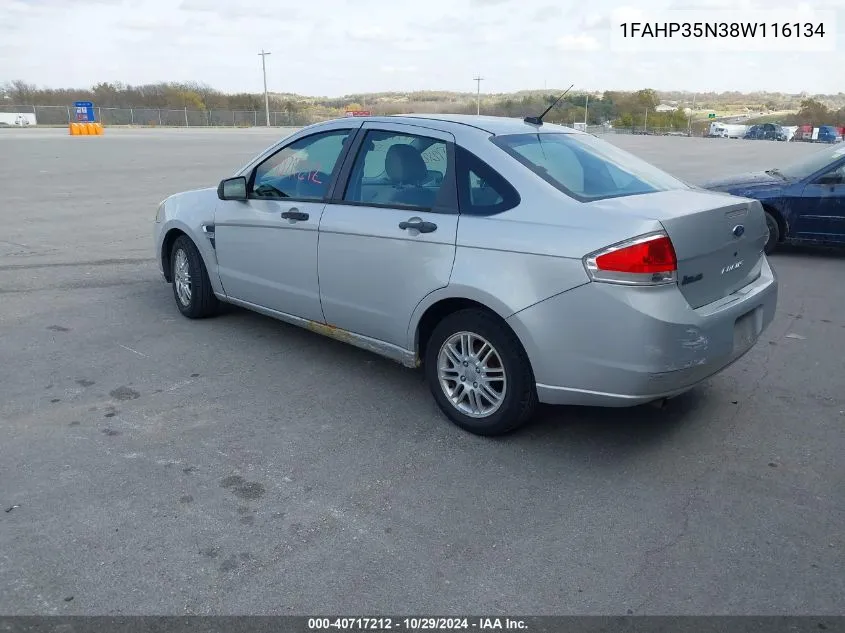 2008 Ford Focus Se/Ses VIN: 1FAHP35N38W116134 Lot: 40717212