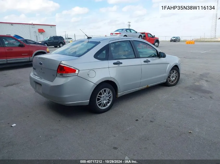 2008 Ford Focus Se/Ses VIN: 1FAHP35N38W116134 Lot: 40717212