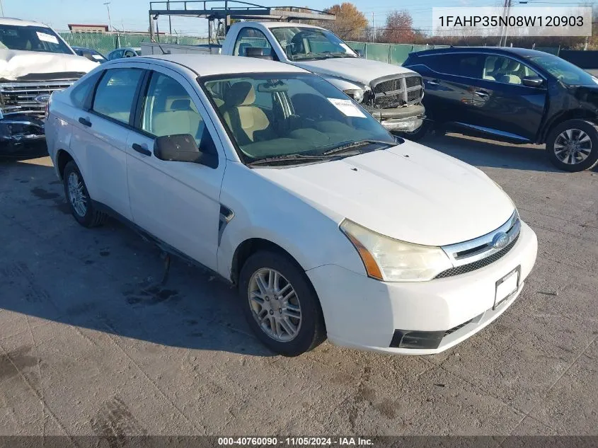 2008 Ford Focus Se/Ses VIN: 1FAHP35N08W120903 Lot: 40760090