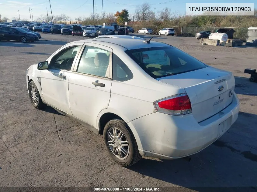 2008 Ford Focus Se/Ses VIN: 1FAHP35N08W120903 Lot: 40760090