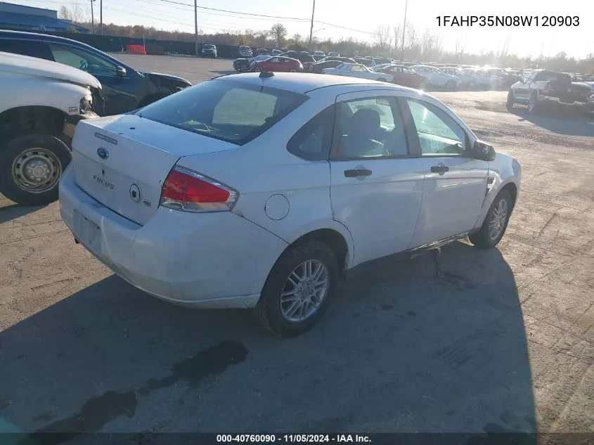 2008 Ford Focus Se/Ses VIN: 1FAHP35N08W120903 Lot: 40760090