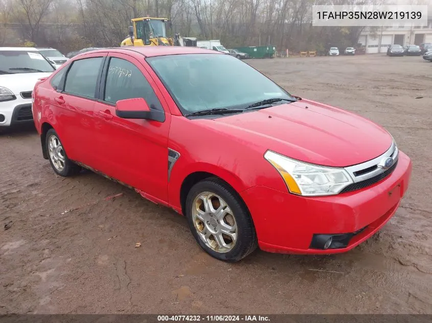 2008 Ford Focus Se/Ses VIN: 1FAHP35N28W219139 Lot: 40774232