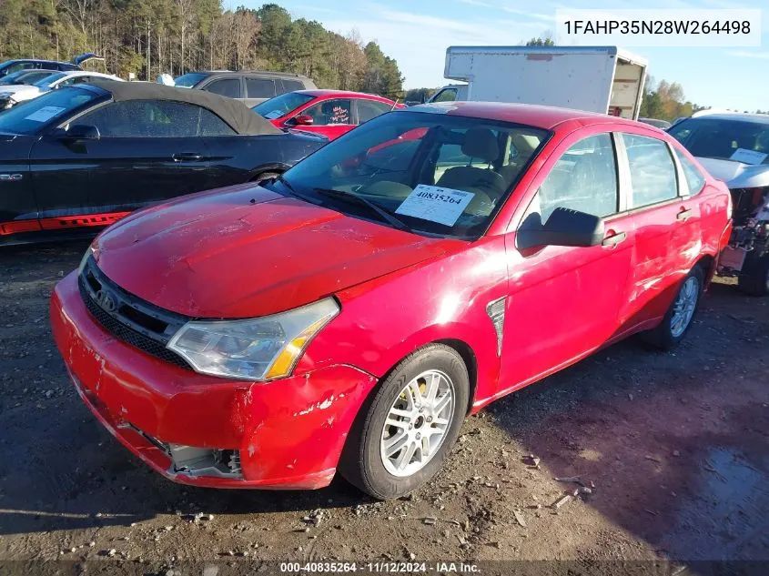 2008 Ford Focus Se/Ses VIN: 1FAHP35N28W264498 Lot: 40835264