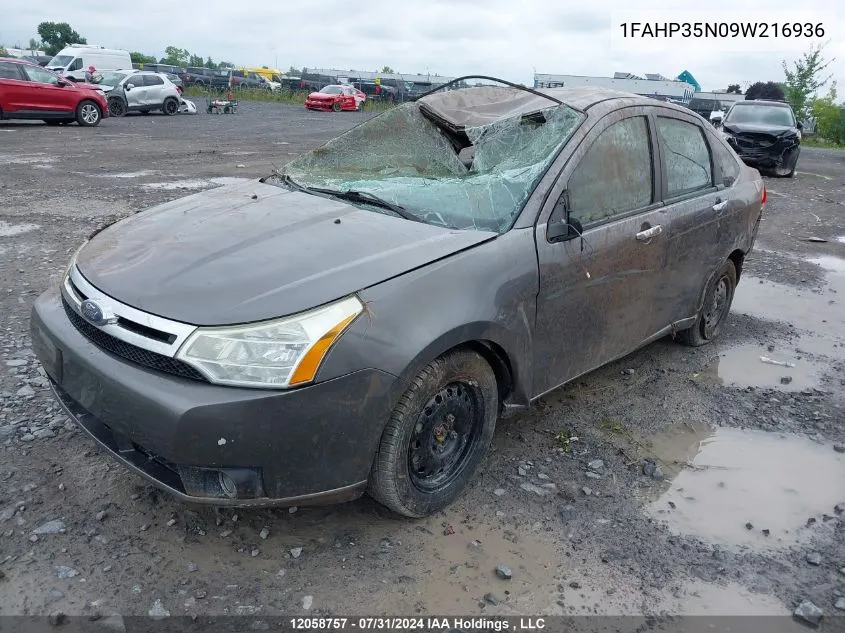 2009 Ford Focus VIN: 1FAHP35N09W216936 Lot: 12058757