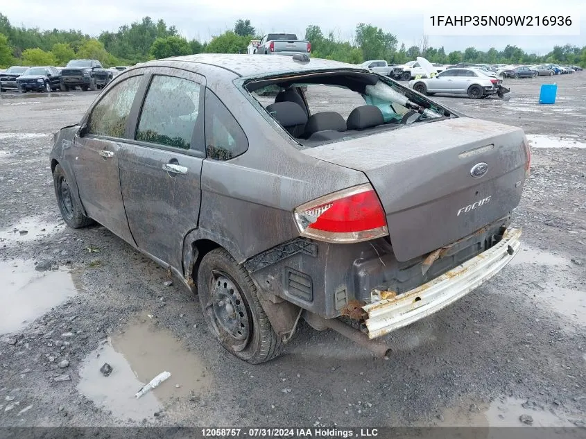 2009 Ford Focus VIN: 1FAHP35N09W216936 Lot: 12058757