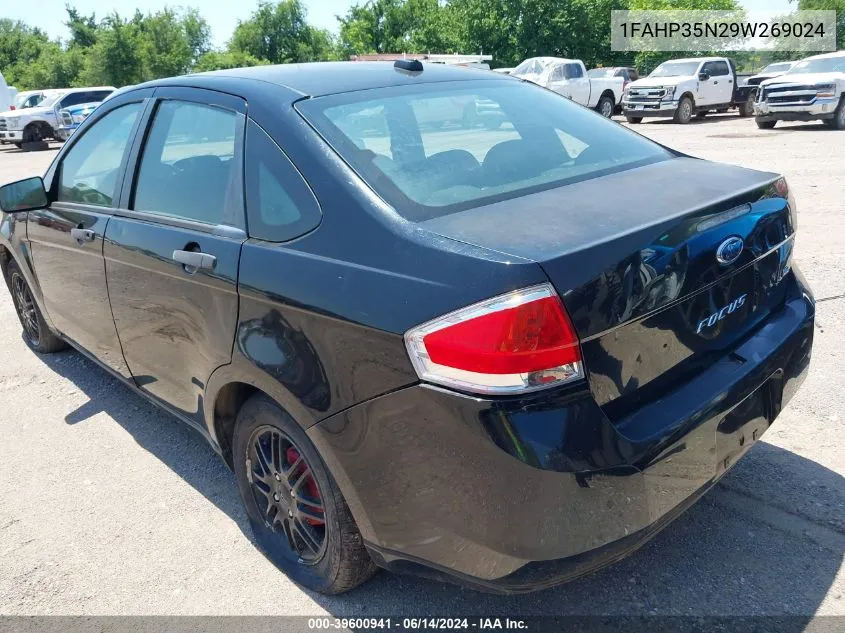 2009 Ford Focus Se VIN: 1FAHP35N29W269024 Lot: 39600941