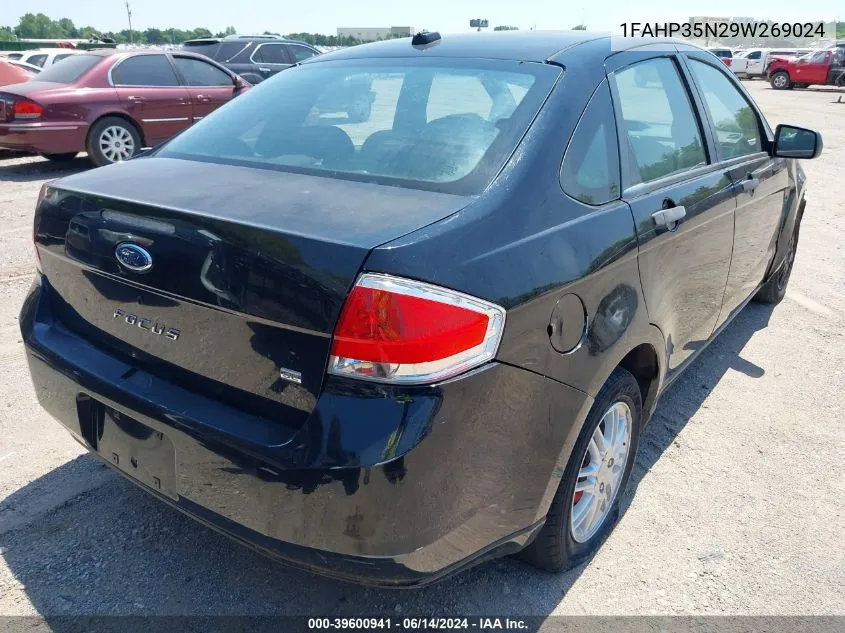 2009 Ford Focus Se VIN: 1FAHP35N29W269024 Lot: 39600941